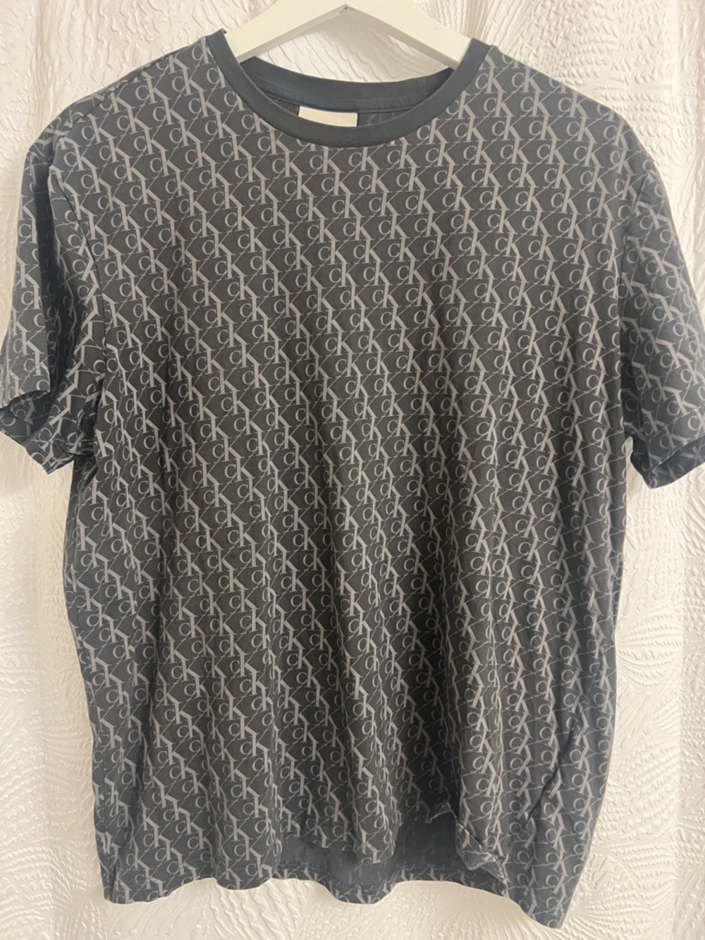 Calvin Klein Black and Gray All-Over CK Logo Tee
